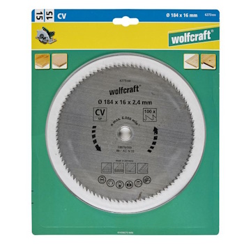 Wolfcraft kružna testera za ručne cirkulare CV ø184x16x2.4mm 6273000 Wolfcraft kružna testera za ručne cirkulare CV ø184x16x2.4mm 6273000